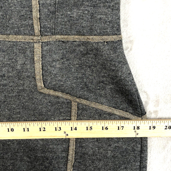ANTHROPOLOGIE SINE Wool Blend Dress Sz 8 Gray Beige‎ Raw Edges Patchwork S/S - Picture 9 of 10